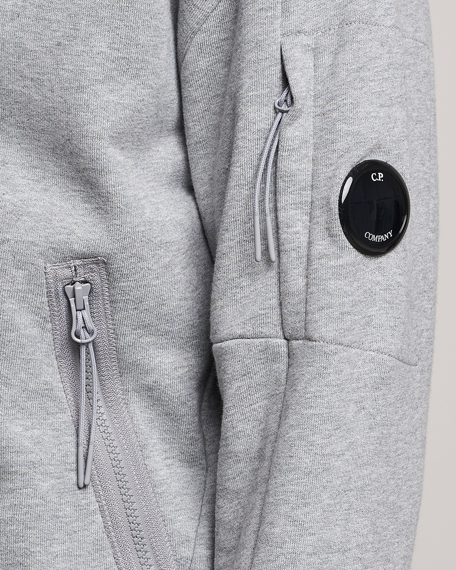 Uomini | Maglieria | C.P. Company | Diagonal Raised Fleece Full Zip Lens Sweatshirt Grey