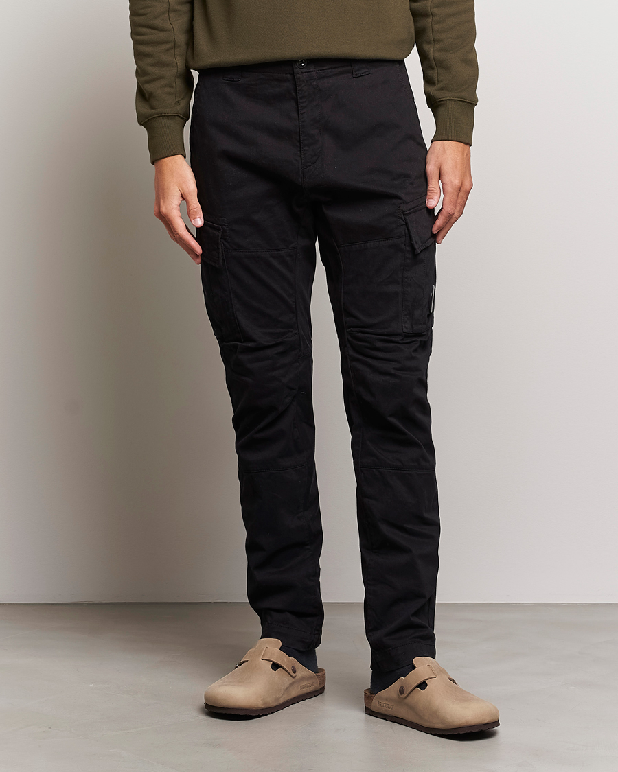 Uomini | Pantaloni | C.P. Company | Stretch Satin Lens Cargo Pants Black