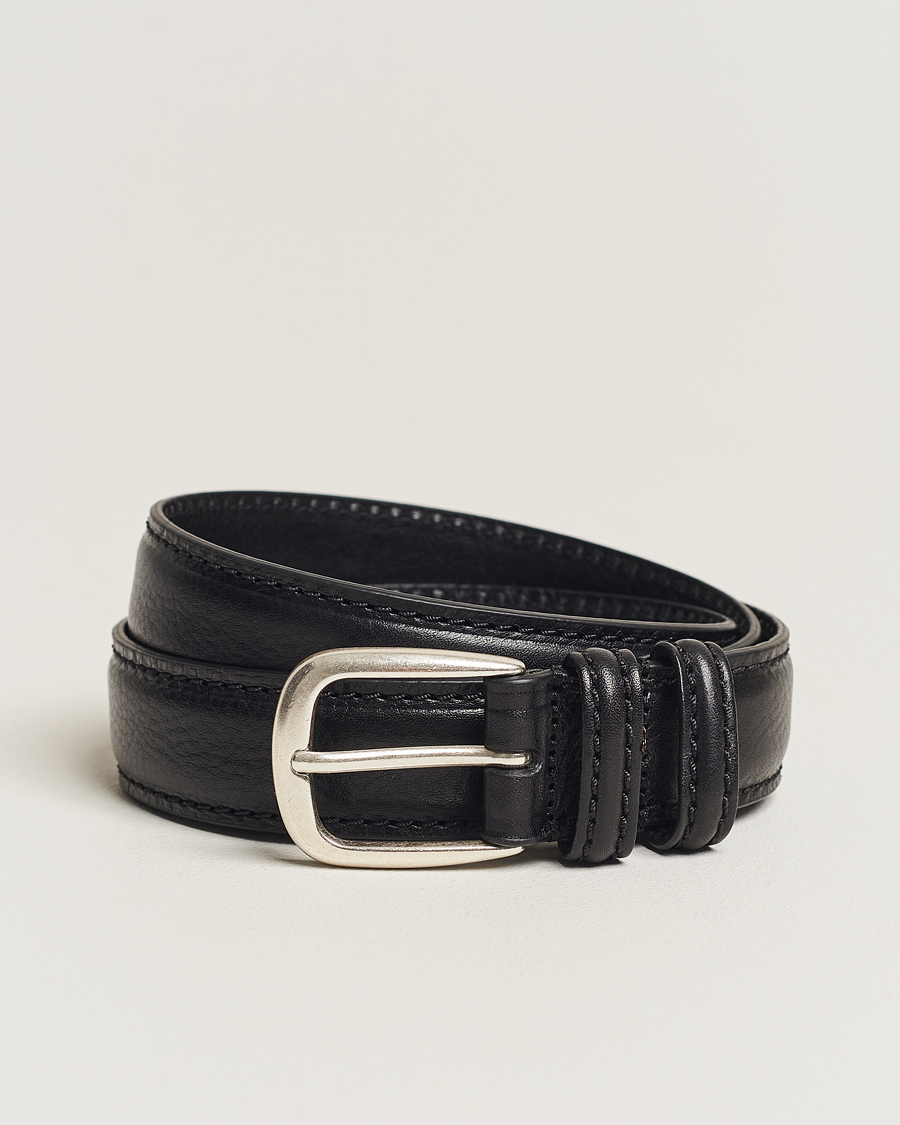 Uomini | Cinture | Anderson's | Grained Leather Belt 3 cm Black