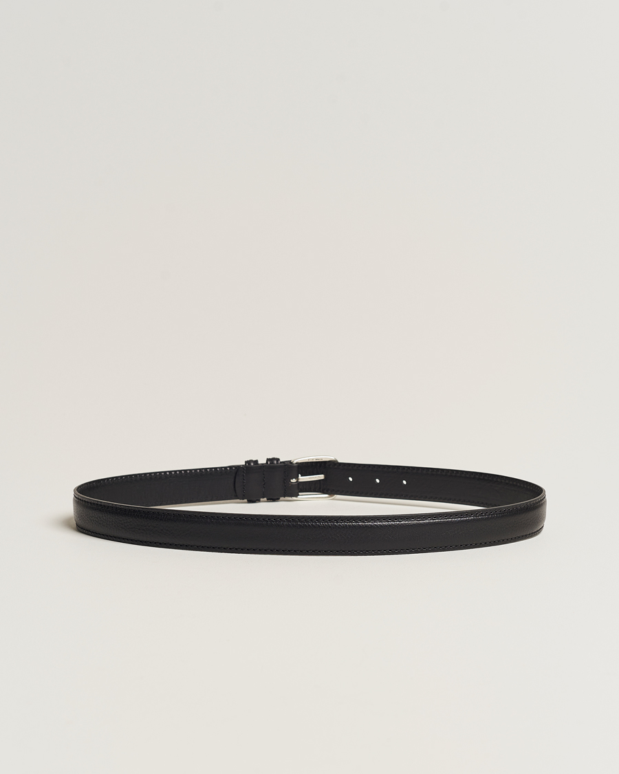 Uomini | Cinture | Anderson's | Grained Leather Belt 3 cm Black