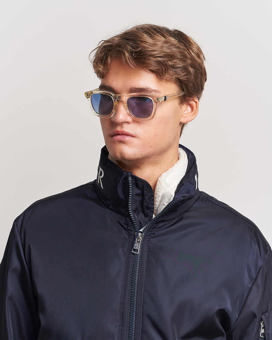 Uomini | Moncler Lunettes Gradd Sunglasses Shiny Beige/Blue | Moncler Lunettes | Gradd Sunglasses Shiny Beige/Blue