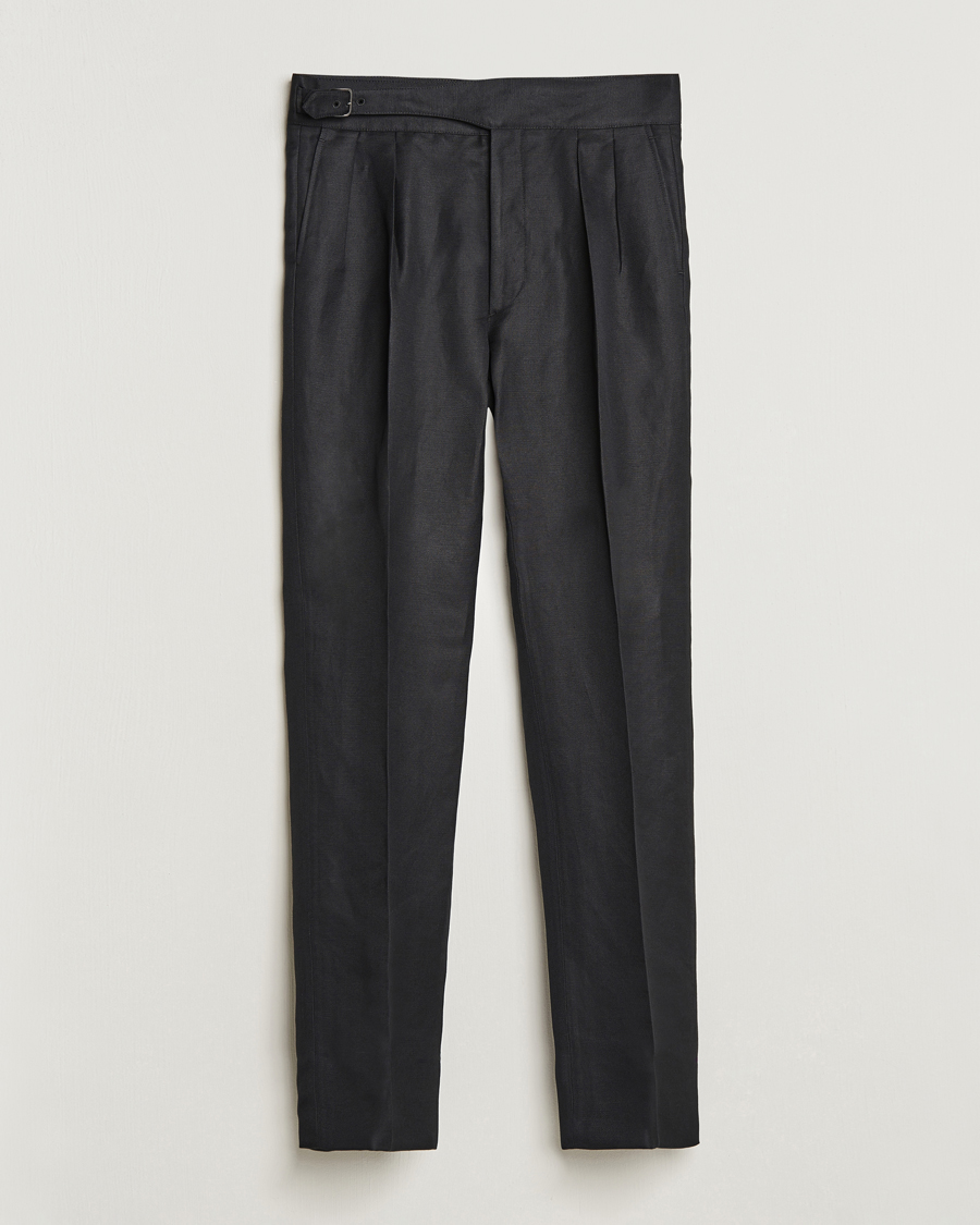 Uomini | Pantaloni | Ralph Lauren Purple Label | Byron Pleated Trousers Black