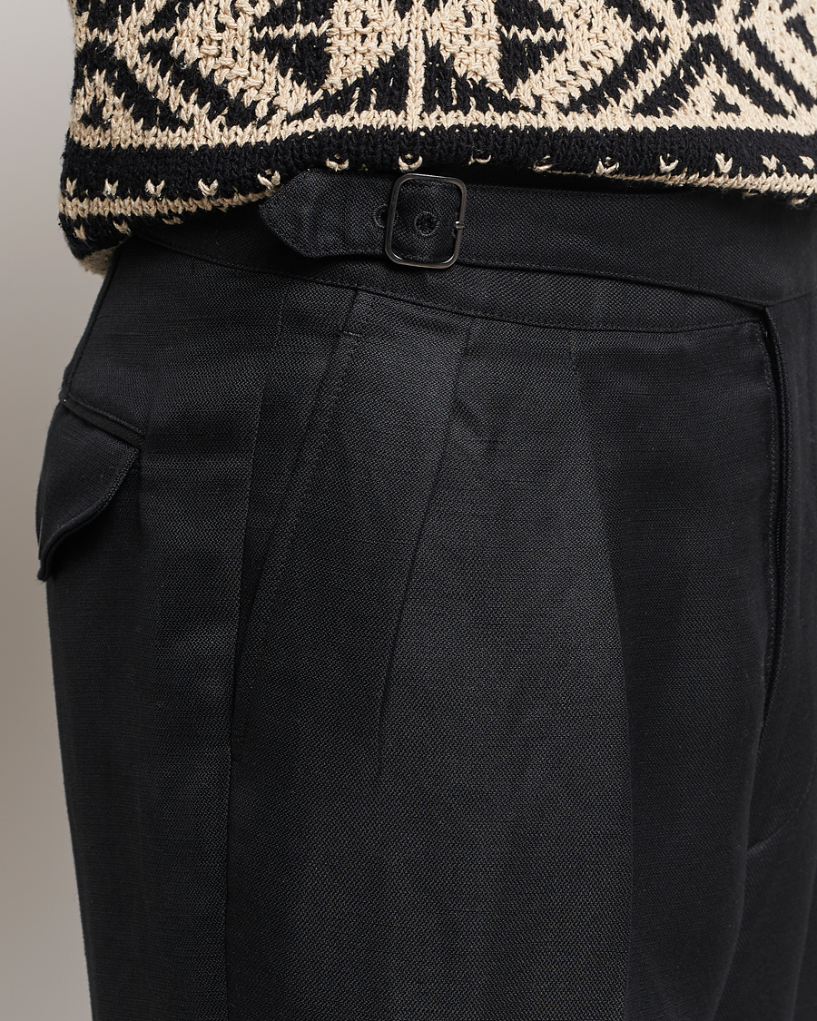 Uomini | Pantaloni | Ralph Lauren Purple Label | Byron Pleated Trousers Black