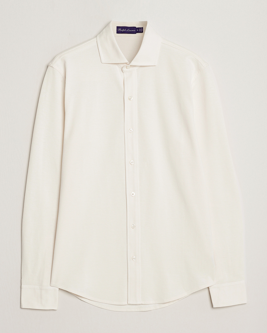 Uomini | Camicie | Ralph Lauren Purple Label | Washed Cotton Pique Shirt Cream