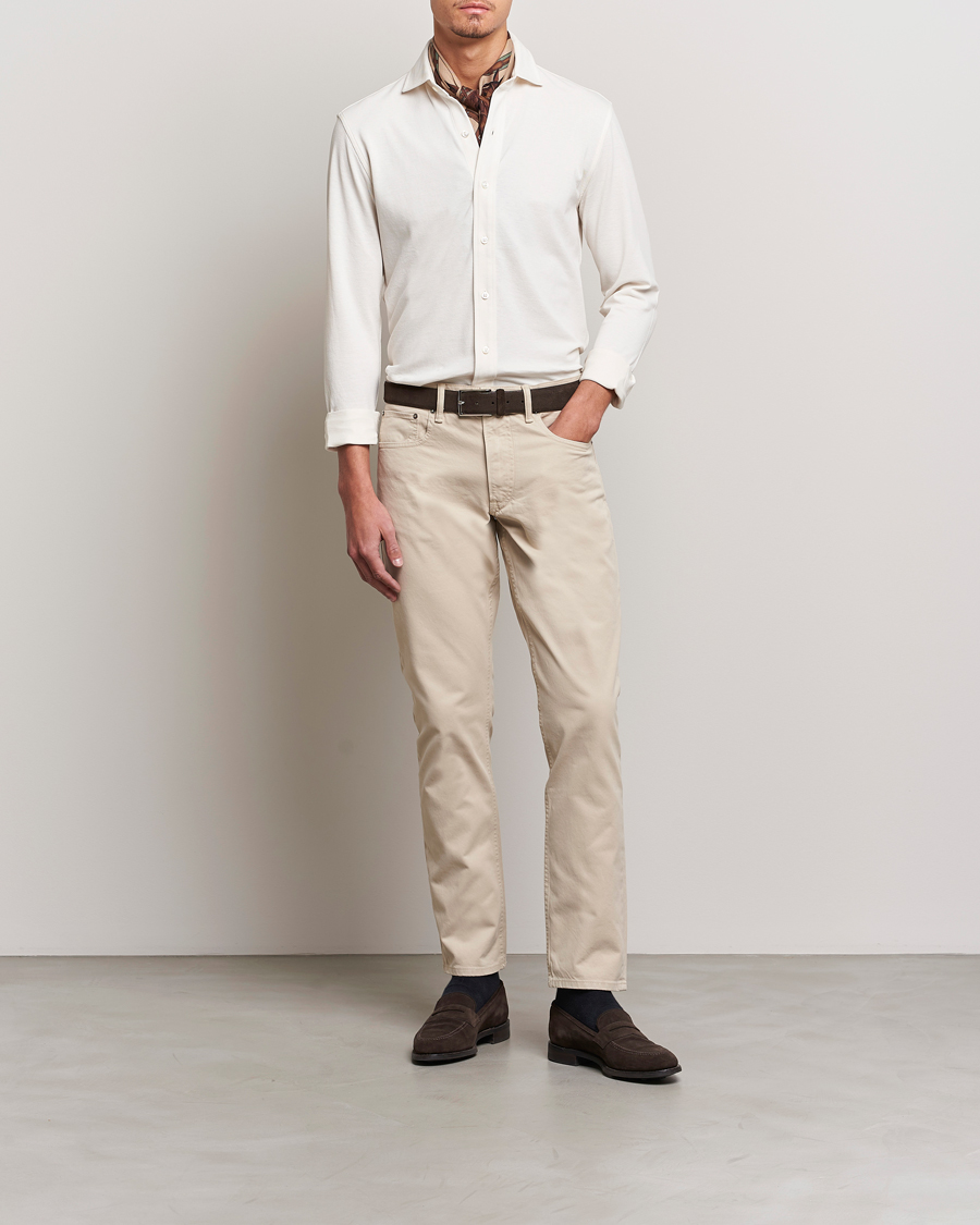 Uomini | Camicie | Ralph Lauren Purple Label | Washed Cotton Pique Shirt Cream
