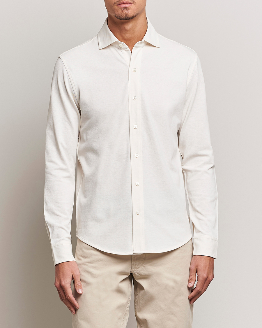Uomini | Camicie | Ralph Lauren Purple Label | Washed Cotton Pique Shirt Cream