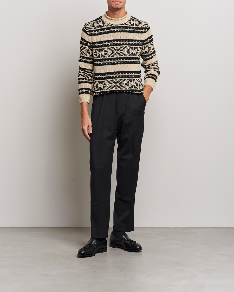 Uomini | Maglieria | Ralph Lauren Purple Label | Geo Pattern Sweater Cream