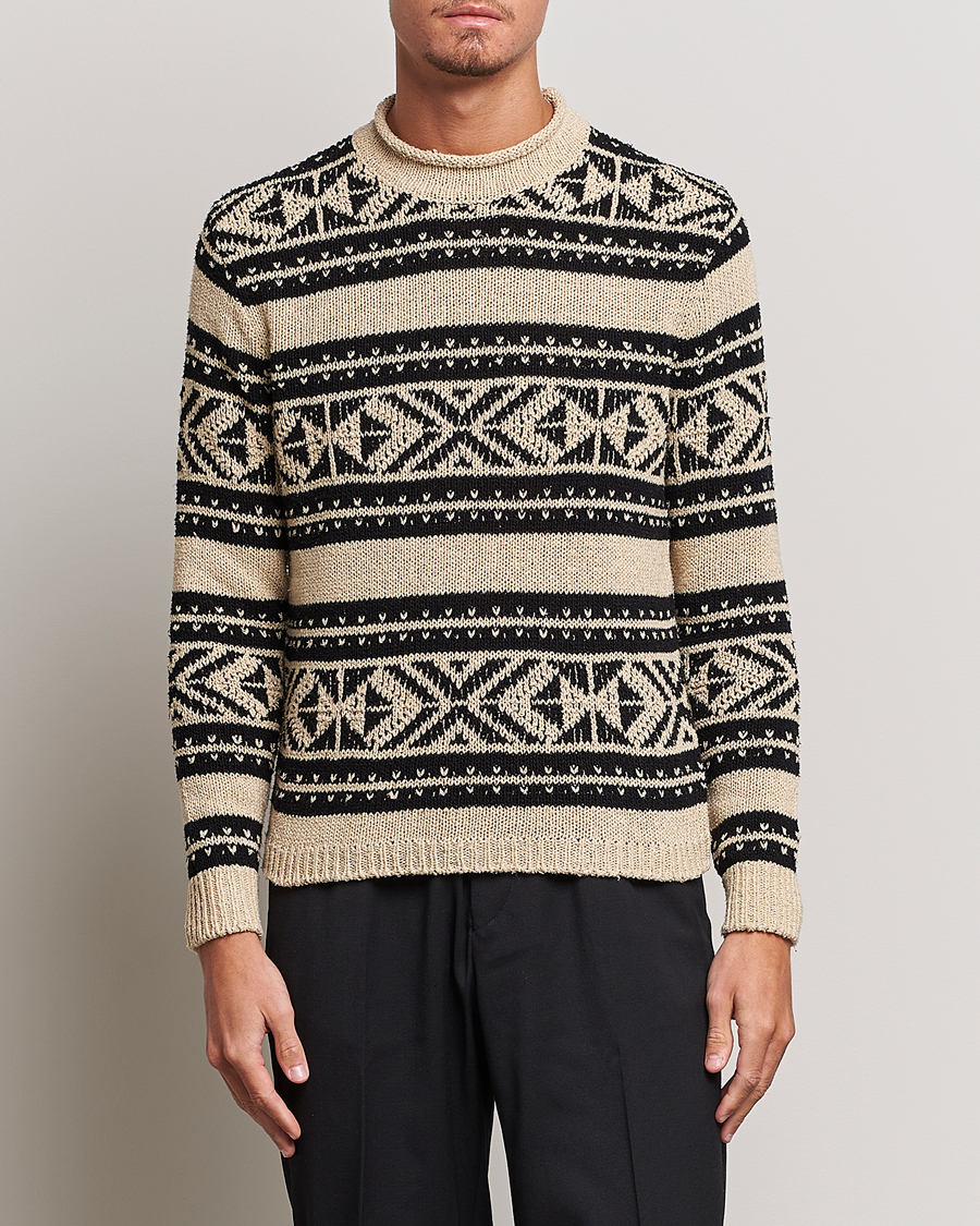 Uomini | Maglieria | Ralph Lauren Purple Label | Geo Pattern Sweater Cream