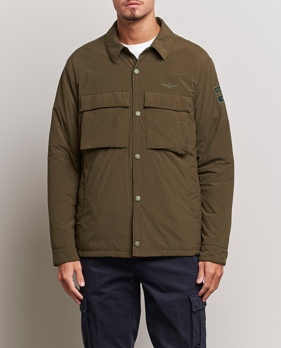 Uomini | Giacche | Aeronautica Militare | Light Padded Pocket Shirt Jacket Off Green