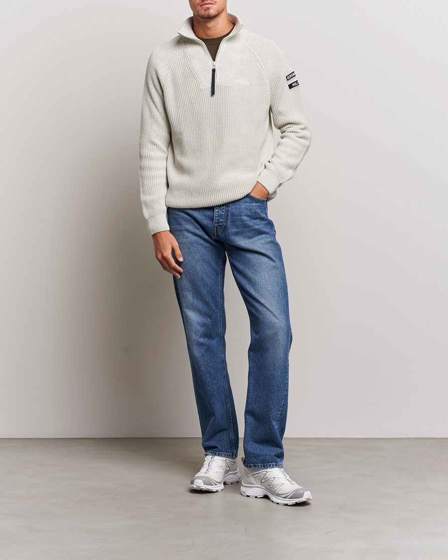 Uomini | Maglieria | Aeronautica Militare | Cotton Structured Knitted Half Zip Ice Palace