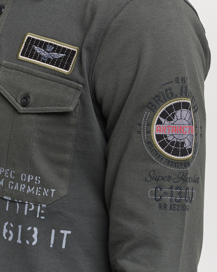 Uomini | Maglieria | Aeronautica Militare | Pocket Long Sleeve Polo Dark Green