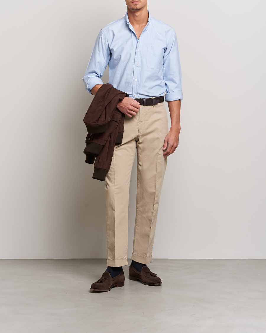 Uomini | Camicie | Kamakura Shirts | Vintage Ivy Oxford Button Down Shirt Light Blue