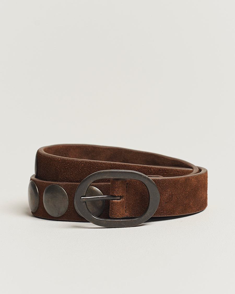 Uomini | Massimo Alba Mik Studded Suede Belt Tobacco | Massimo Alba | Mik Studded Suede Belt Tobacco
