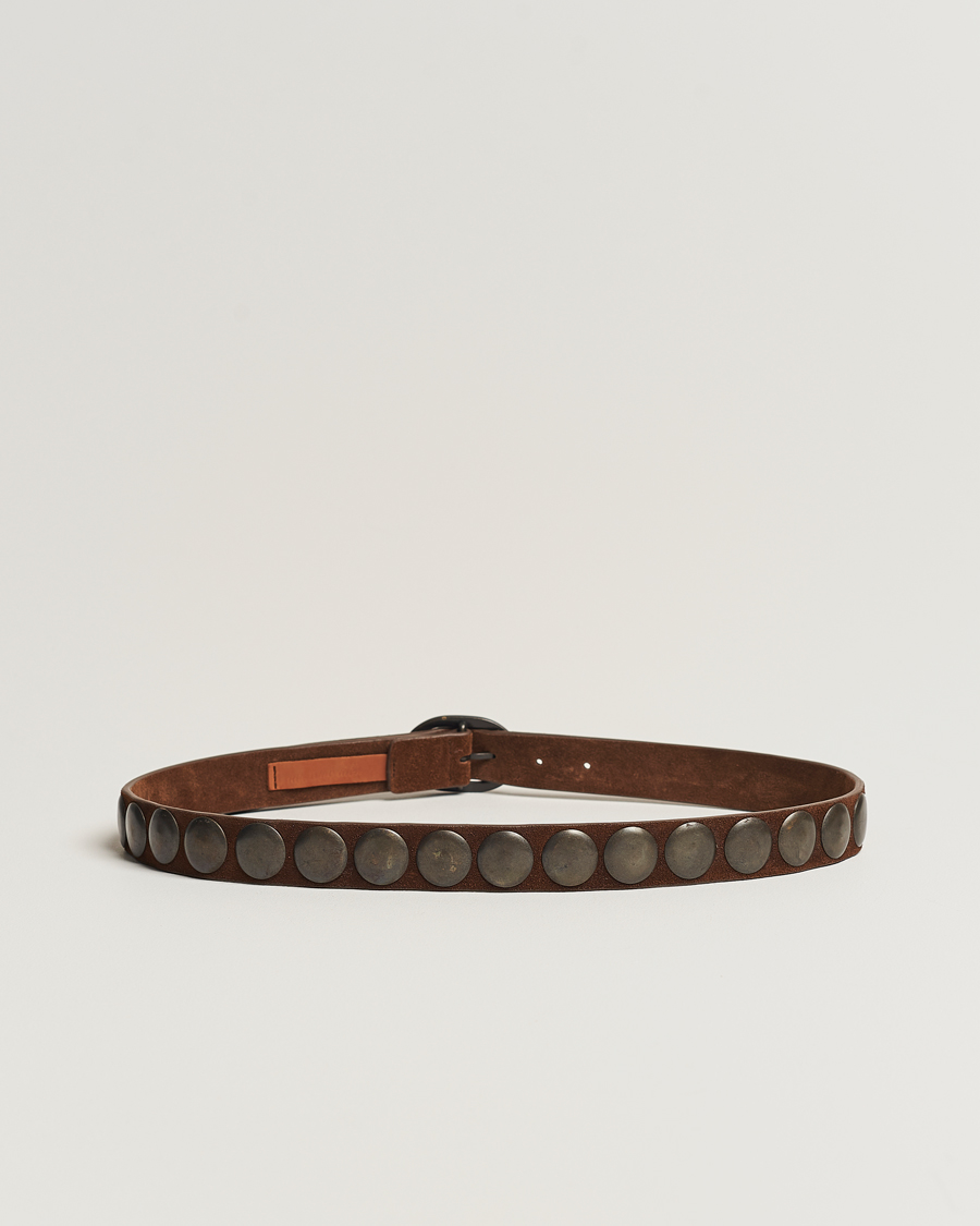 Uomini | Massimo Alba Mik Studded Suede Belt Tobacco | Massimo Alba | Mik Studded Suede Belt Tobacco