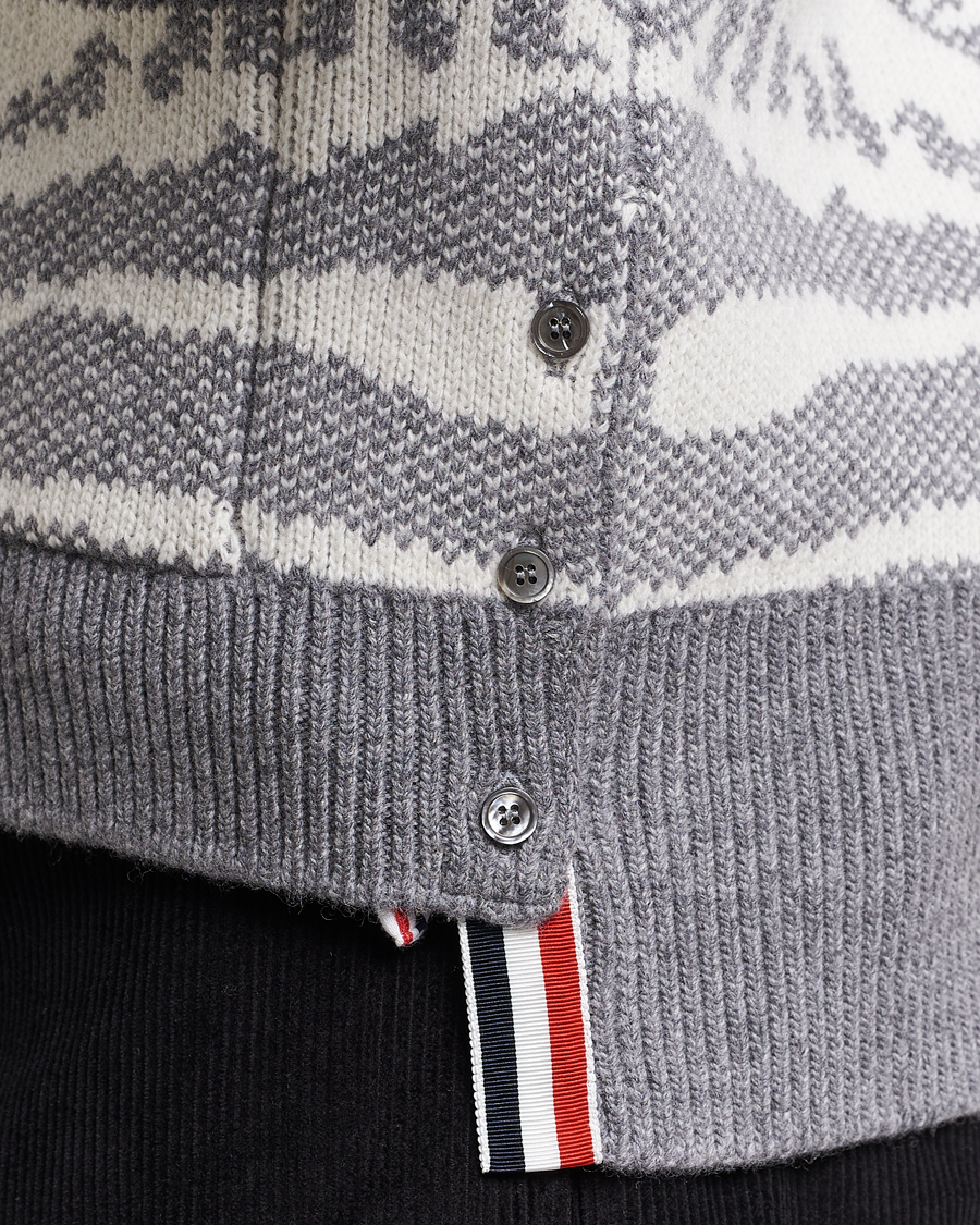 Uomini | Maglieria | Thom Browne | Fair Isle Jacquard Cardigan Grey