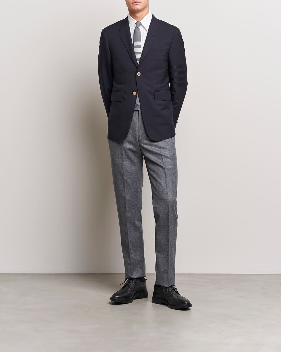 Uomini | Blazers | Thom Browne | Tonal 4 Bar Wool Blazer Navy