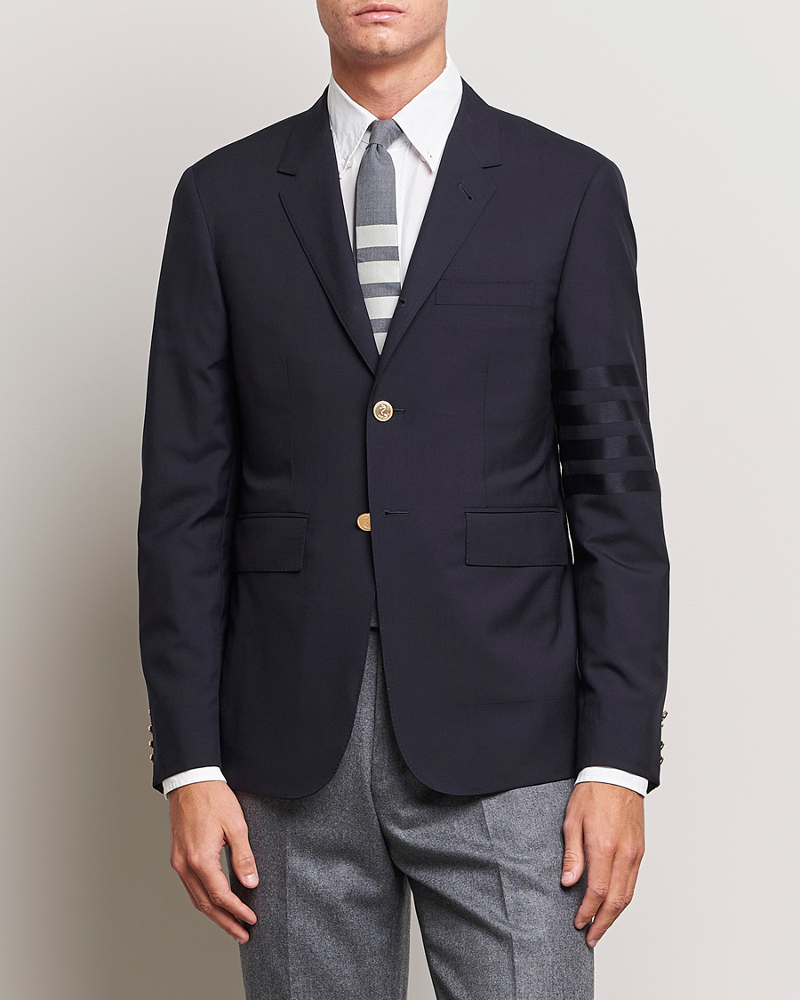 Uomini | Blazers | Thom Browne | Tonal 4 Bar Wool Blazer Navy