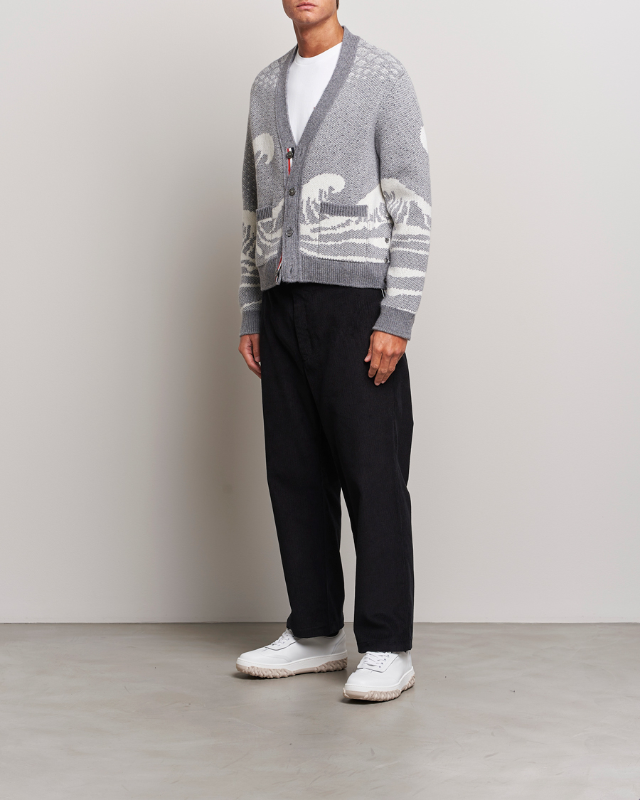 Uomini | Pantaloni | Thom Browne | Straight Cropped Corduroy Trousers Black