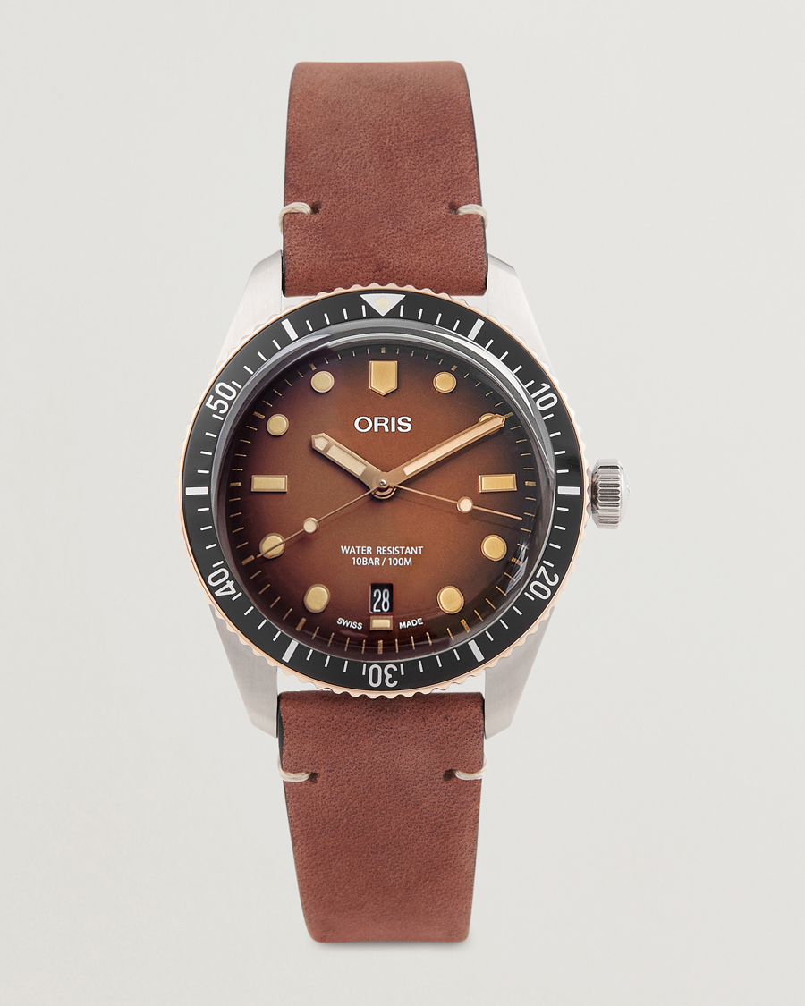 Uomini | Oris Divers Sixty-Five 40mm Leather Bracelet Brown | Oris | Divers Sixty-Five 40mm Leather Bracelet Brown