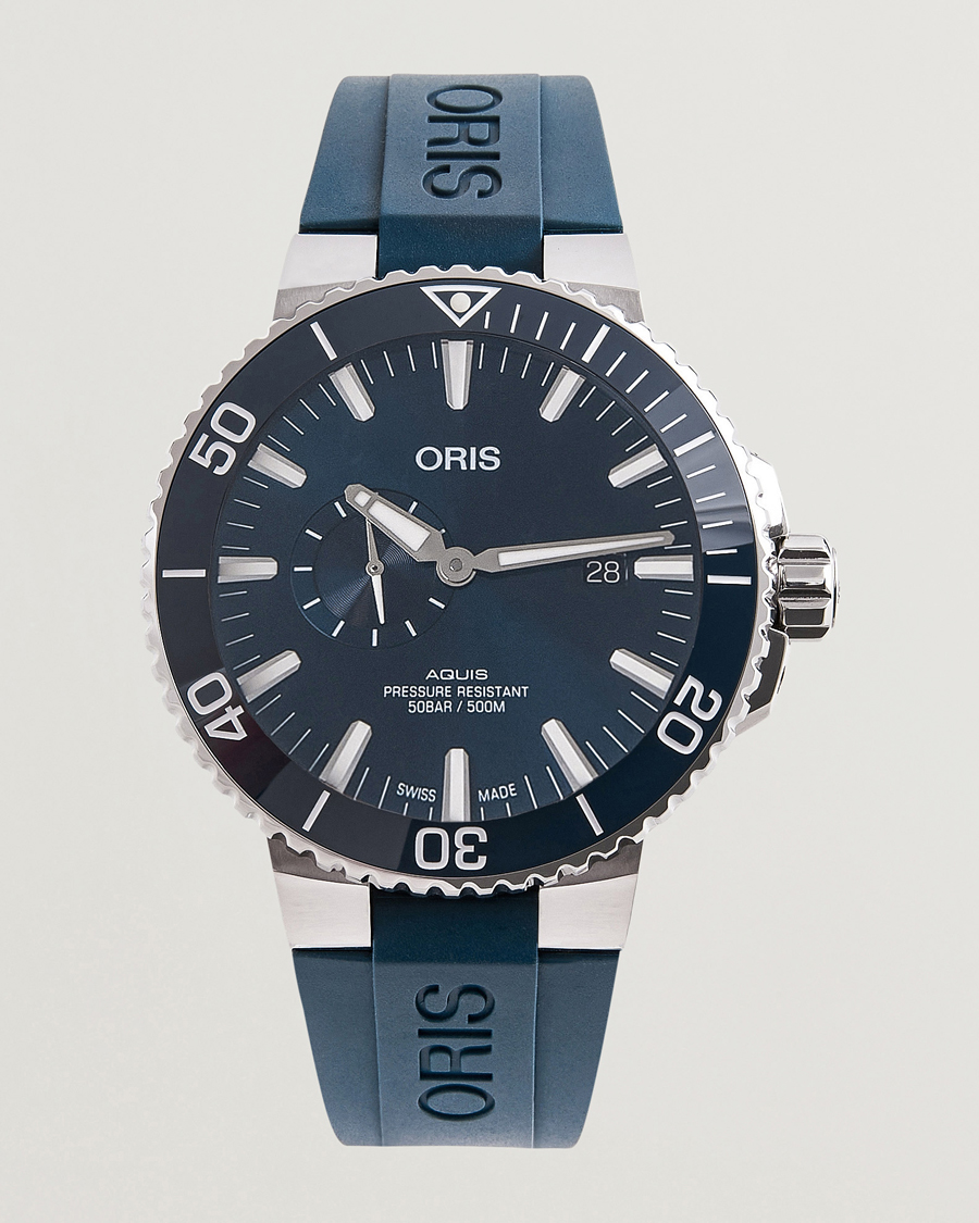 Uomini | Oris Aquis Small Second 45,5mm Rubber Bracelet Blue | Oris | Aquis Small Second 45,5mm Rubber Bracelet Blue
