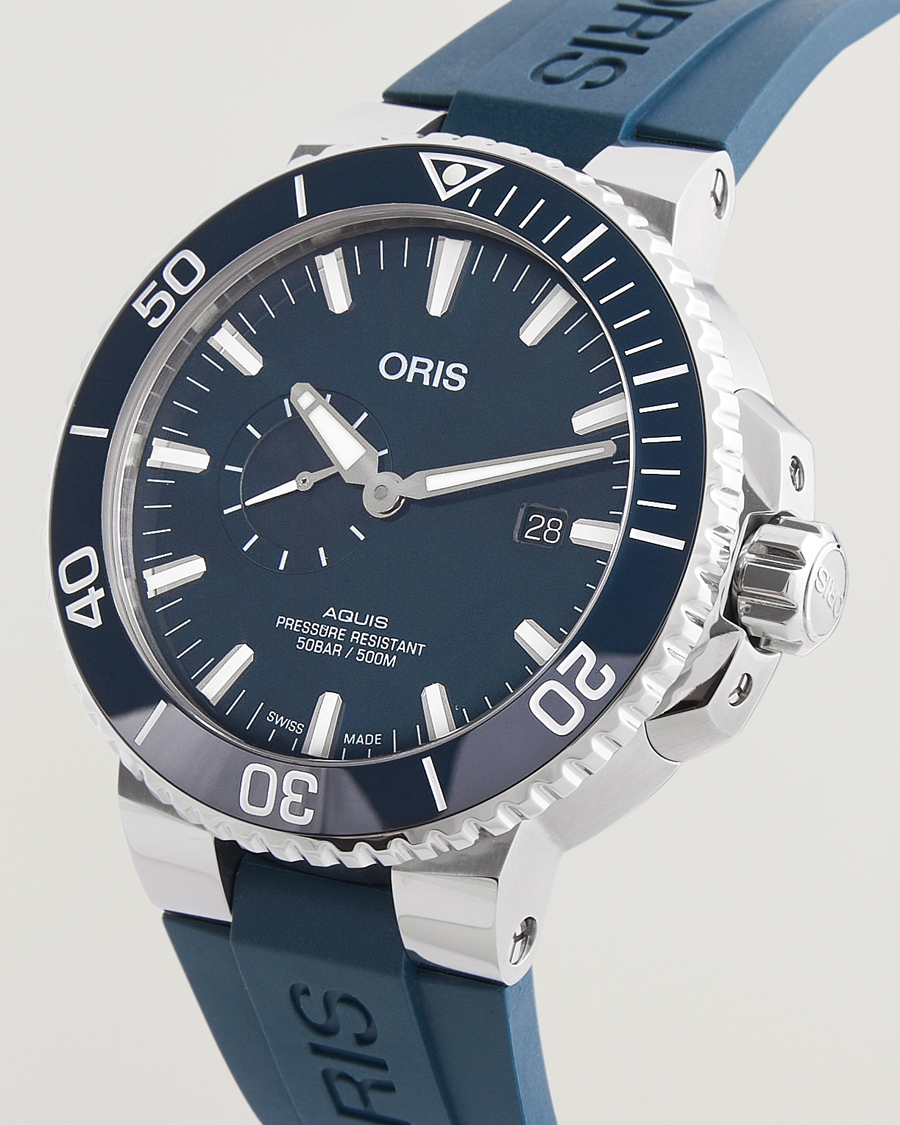 Uomini | Oris Aquis Small Second 45,5mm Rubber Bracelet Blue | Oris | Aquis Small Second 45,5mm Rubber Bracelet Blue