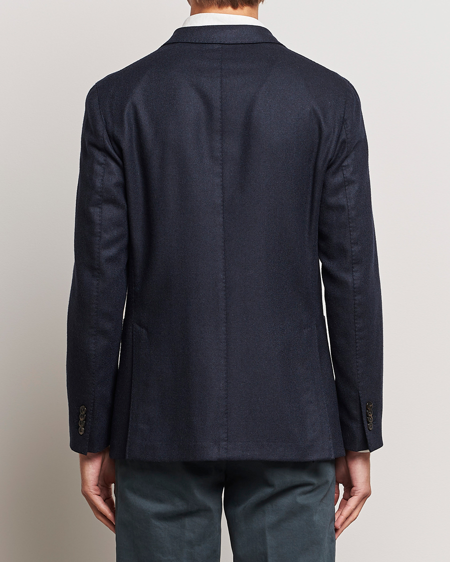 Uomini | Blazers | Boglioli | K Jacket Dyed Flannel Check Blazer Navy