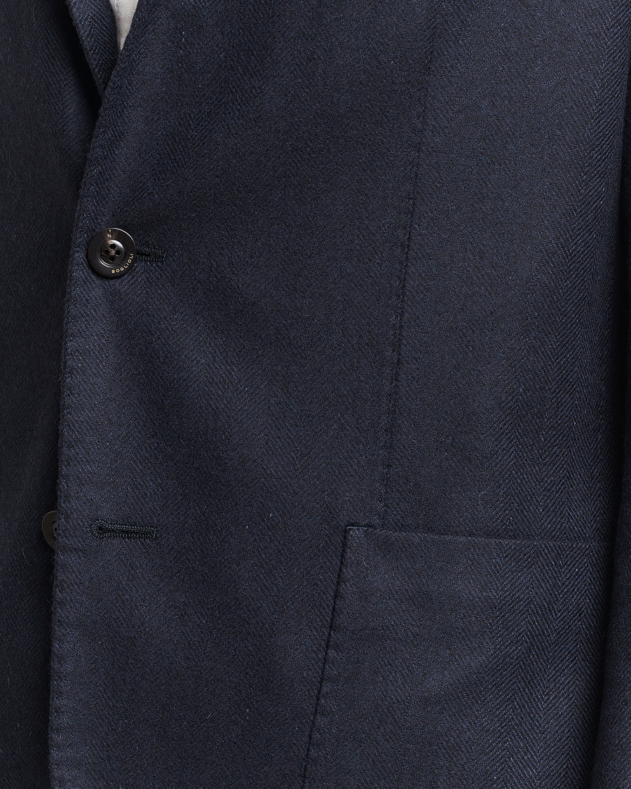 Uomini | Blazers | Boglioli | K Jacket Dyed Flannel Check Blazer Navy