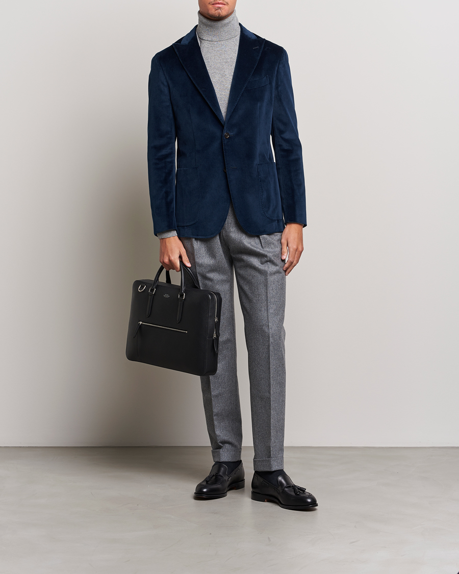 Uomini | Blazers | Boglioli | K Jacket Peak Lapel Velvet Blazer Navy