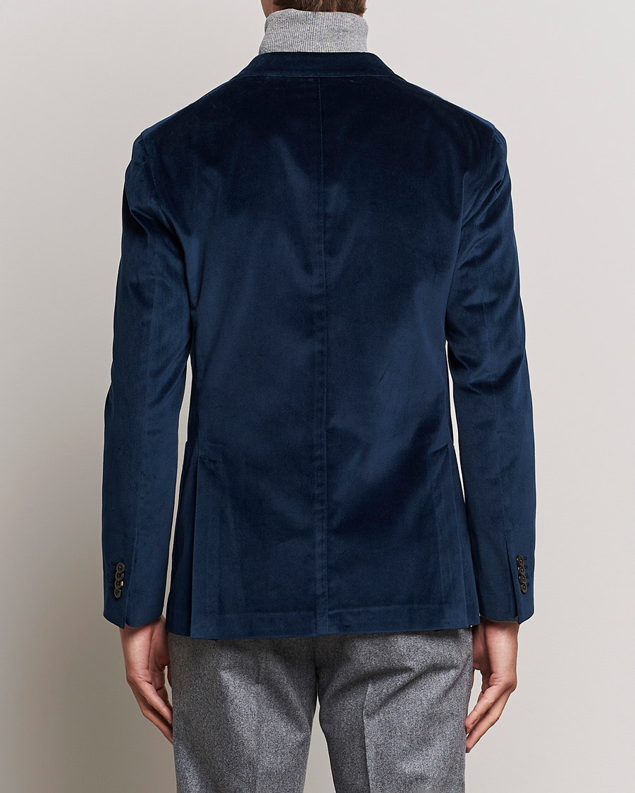 Uomini | Blazers | Boglioli | K Jacket Peak Lapel Velvet Blazer Navy