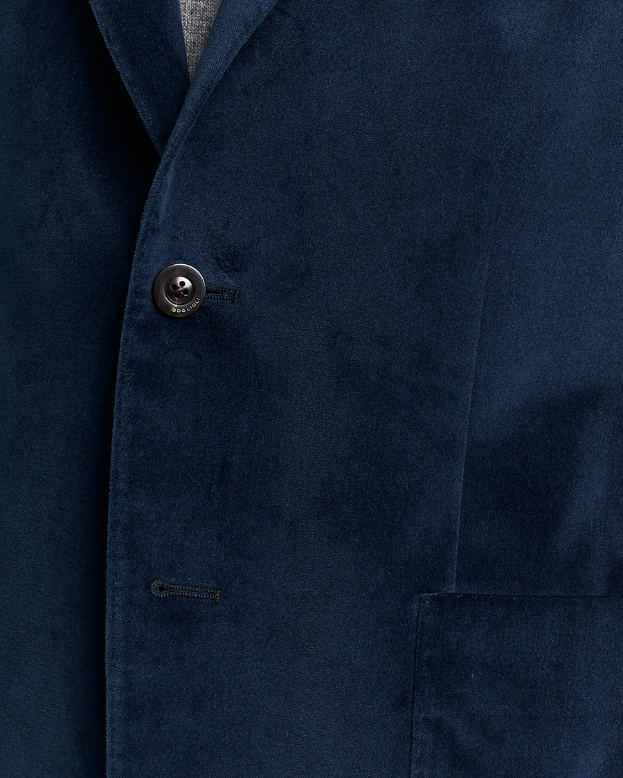 Uomini | Blazers | Boglioli | K Jacket Peak Lapel Velvet Blazer Navy