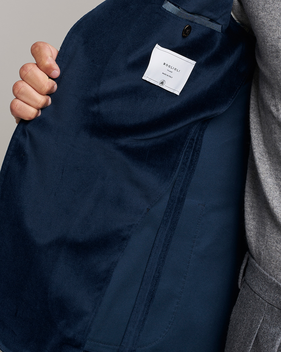 Uomini | Blazers | Boglioli | K Jacket Peak Lapel Velvet Blazer Navy