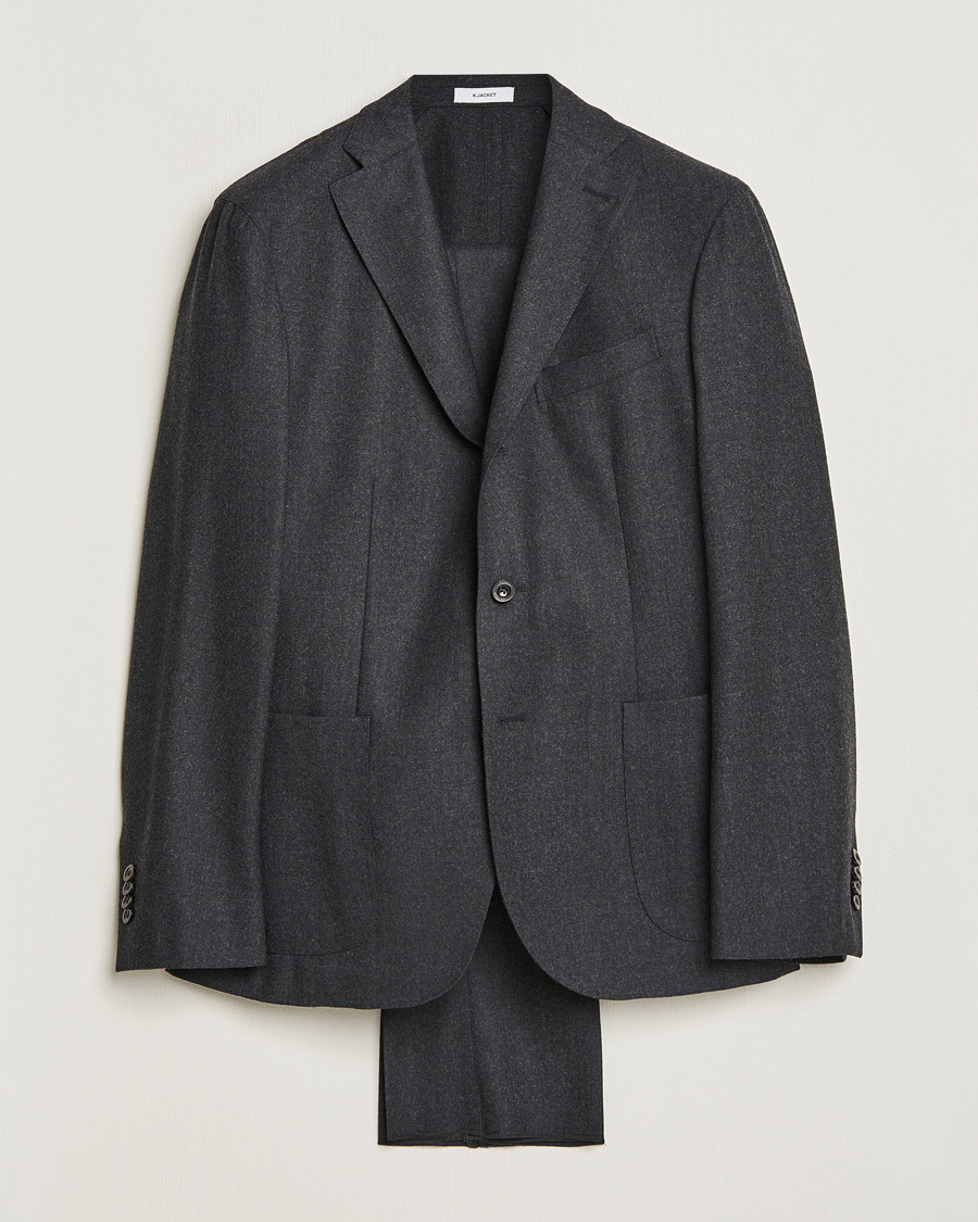 Uomini | Abiti | Boglioli | K Jacket Light Flannel Suit Dark Grey