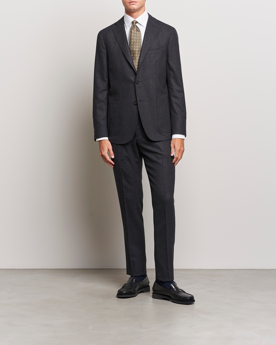 Uomini | Abiti | Boglioli | K Jacket Light Flannel Suit Dark Grey