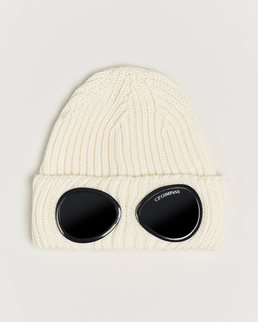 Uomini | C.P. Company Knitted Merino Goggle Beanie White | C.P. Company | Knitted Merino Goggle Beanie White