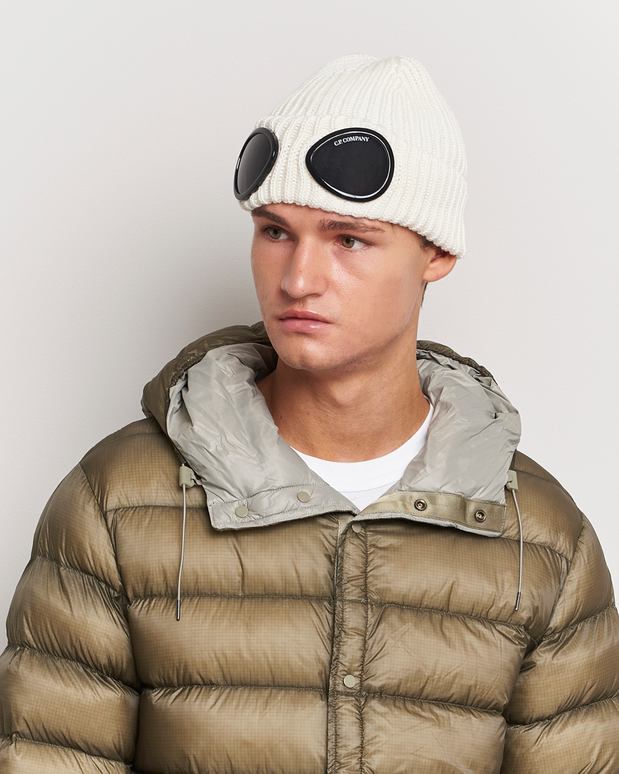 Uomini | C.P. Company Knitted Merino Goggle Beanie White | C.P. Company | Knitted Merino Goggle Beanie White