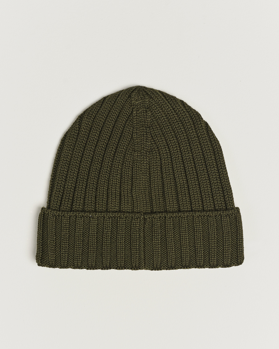 Uomini | C.P. Company Knitted Merino Logo Beanie Olive | C.P. Company | Knitted Merino Logo Beanie Olive