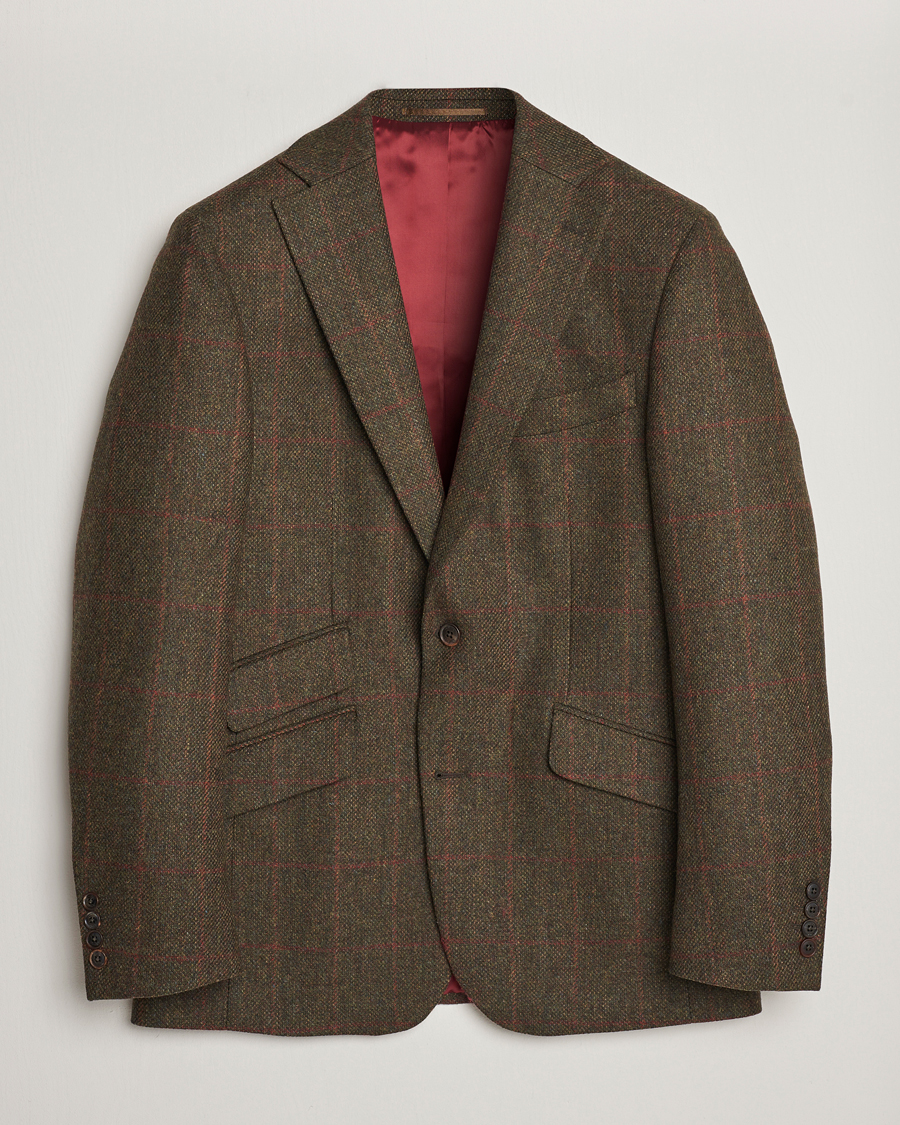 Uomini | Blazers | Walker Slater | Edward Lambswool Windowpane Blazer Green