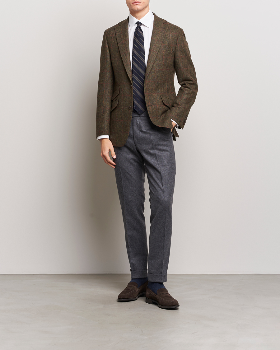 Uomini | Blazers | Walker Slater | Edward Lambswool Windowpane Blazer Green