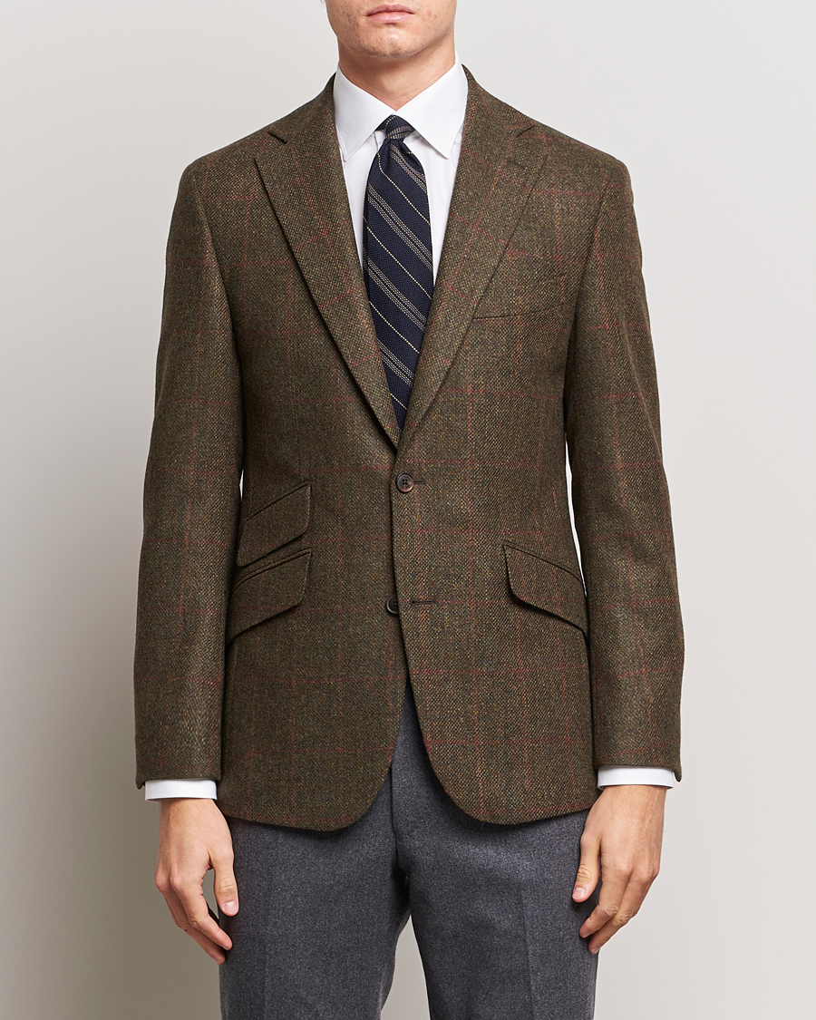 Uomini | Blazers | Walker Slater | Edward Lambswool Windowpane Blazer Green