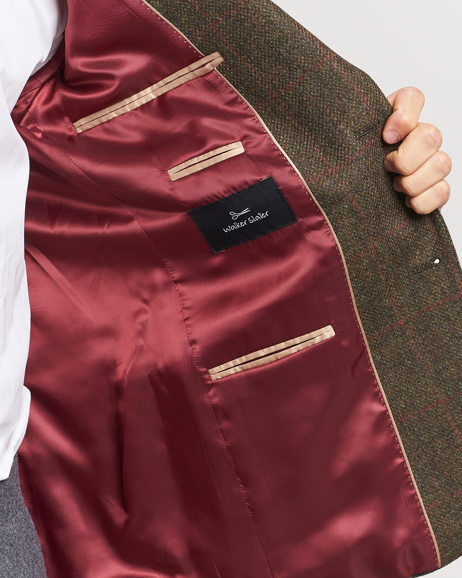 Uomini | Blazers | Walker Slater | Edward Lambswool Windowpane Blazer Green