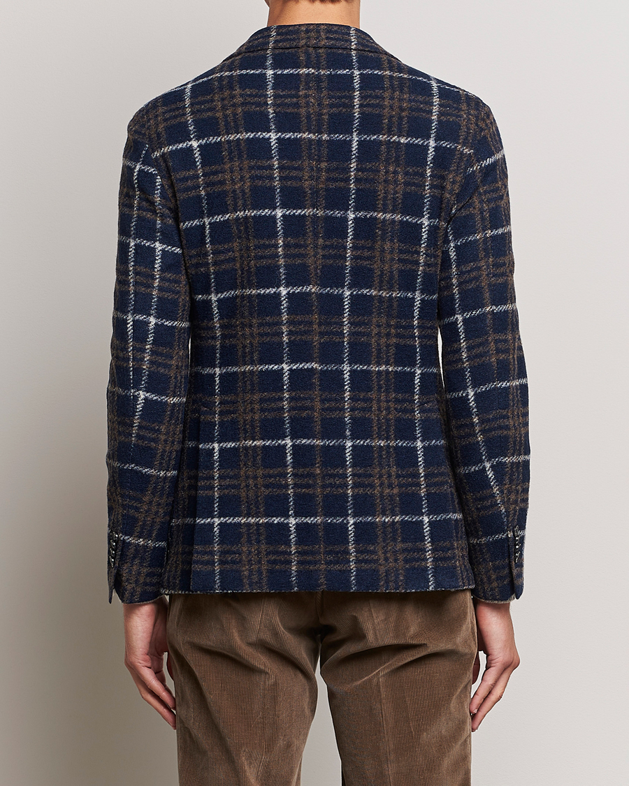 Uomini | Blazers | L.B.M. 1911 | Jack Checked Wool Jersey Blazer Navy
