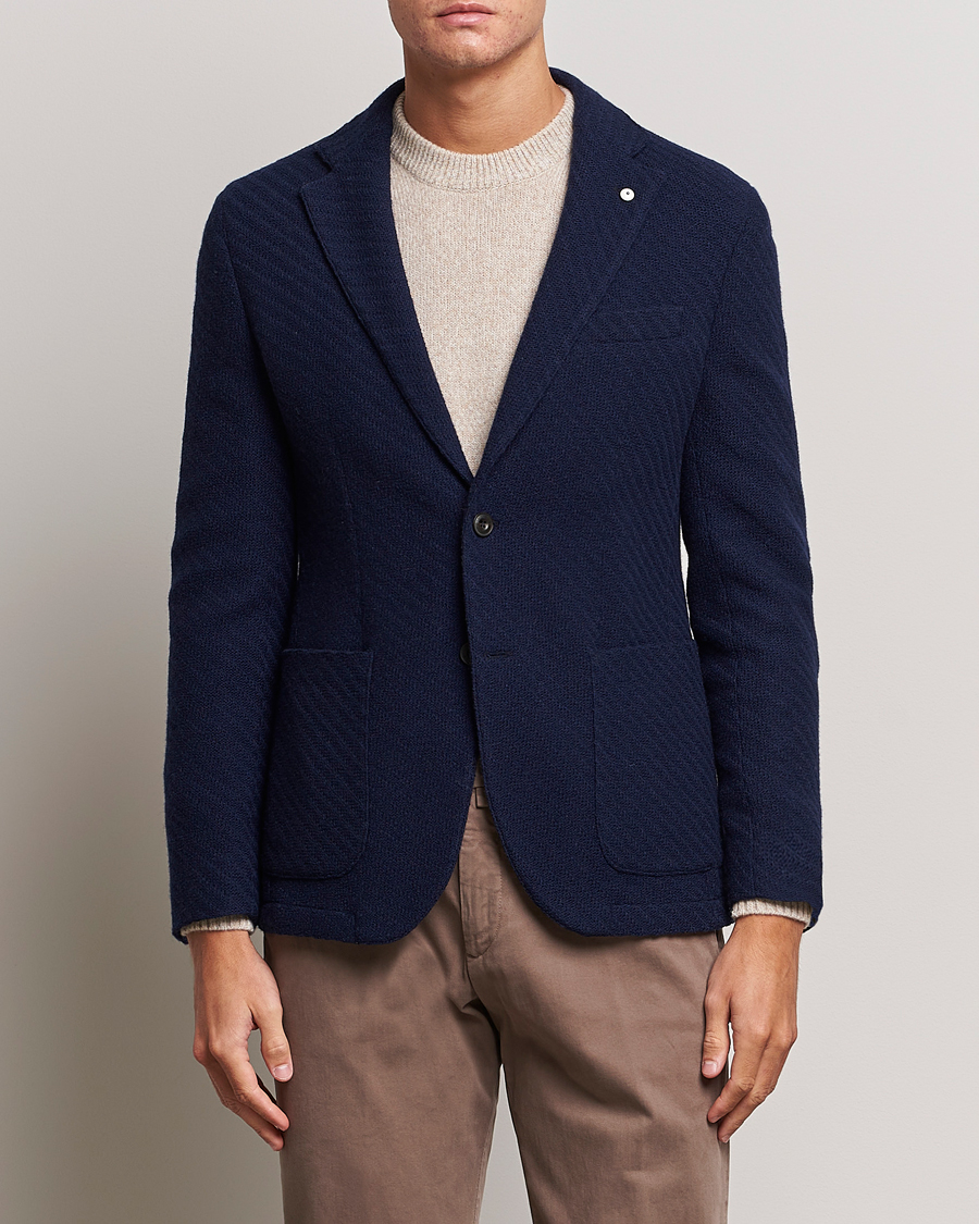 Uomini | Blazers | L.B.M. 1911 | Knitted Punto Wool Structure Blazer Navy