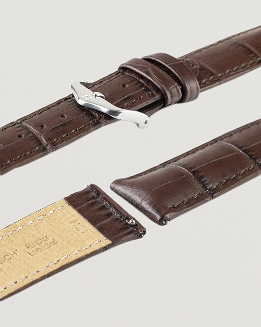 Uomini | Cinturini per orologi | HIRSCH | Duke Embossed Leather Watch Strap Brown
