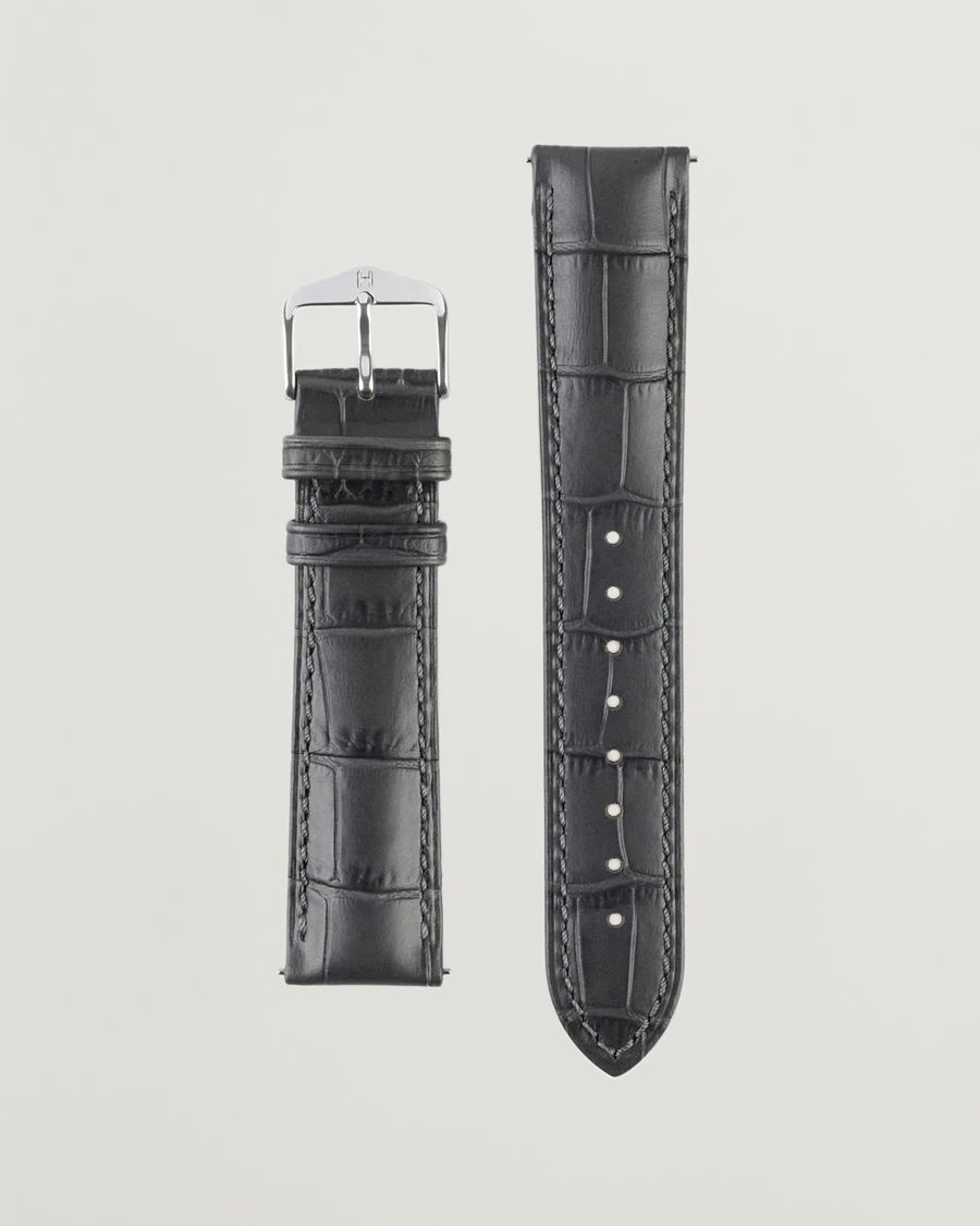 Uomini | Cinturini per orologi | HIRSCH | Duke Embossed Leather Watch Strap Grey