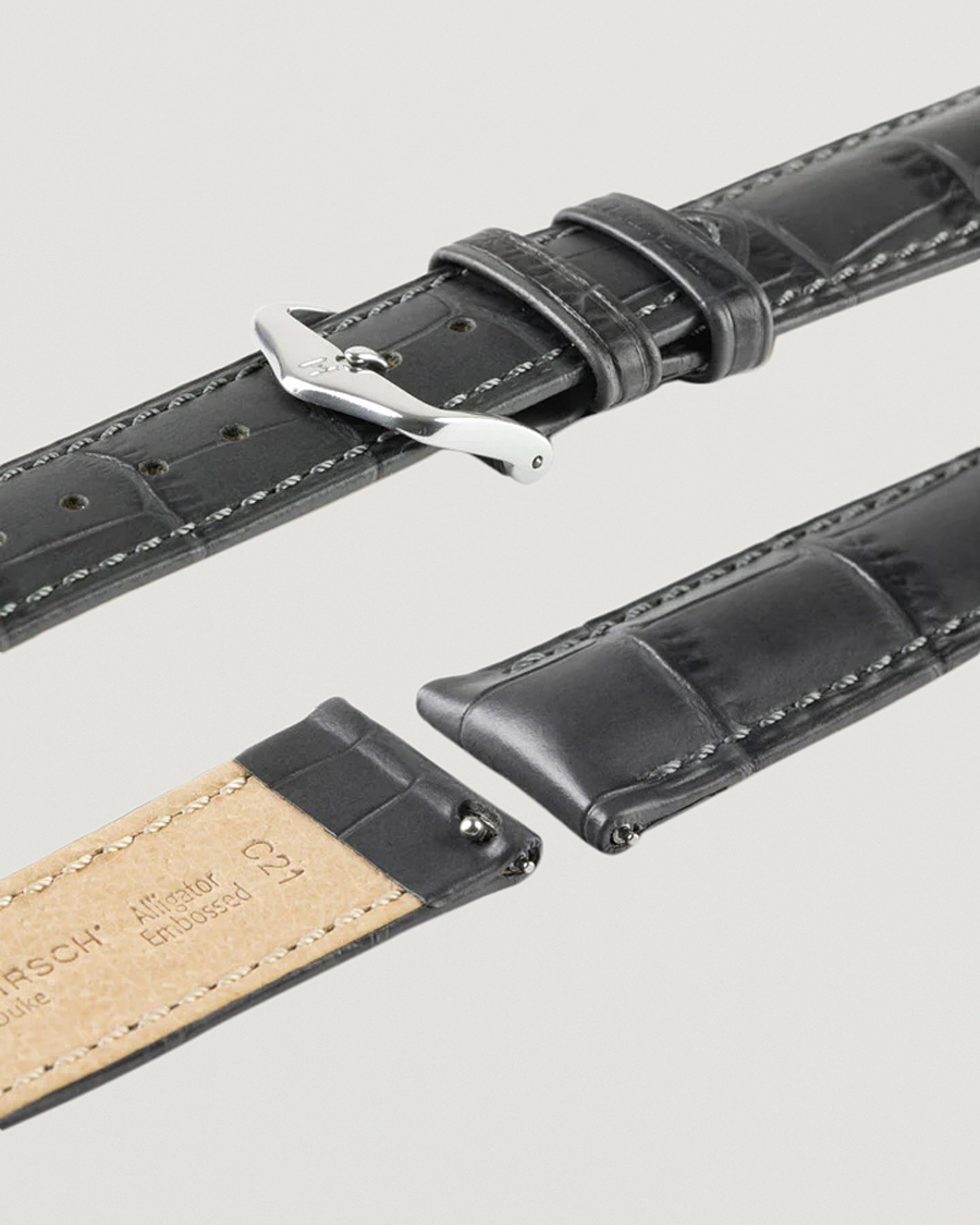 Uomini | Cinturini per orologi | HIRSCH | Duke Embossed Leather Watch Strap Grey