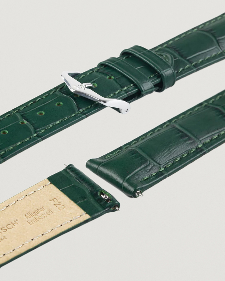 Uomini | Cinturini per orologi | HIRSCH | Duke Embossed Leather Watch Strap Green