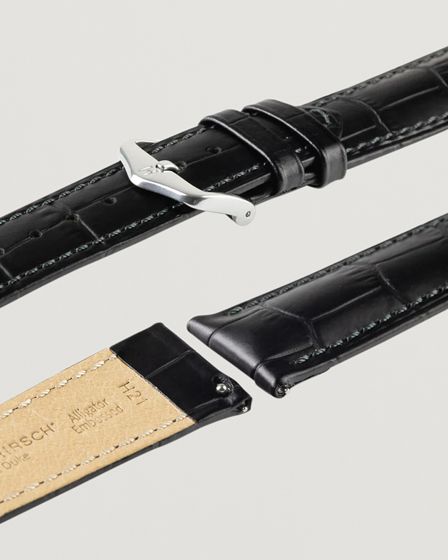 Uomini | Cinturini per orologi | HIRSCH | Duke Embossed Leather Watch Strap Black