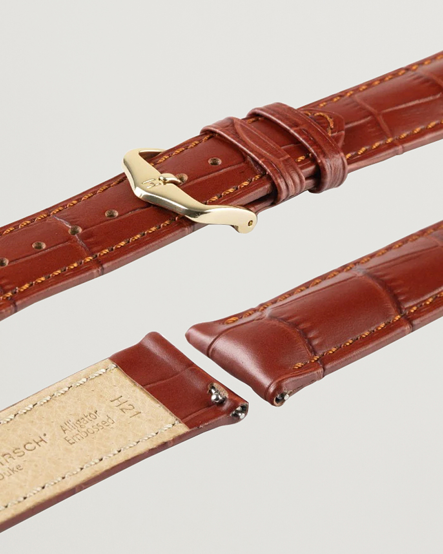 Uomini | Cinturini per orologi | HIRSCH | Duke Embossed Leather Watch Strap Golden Brown