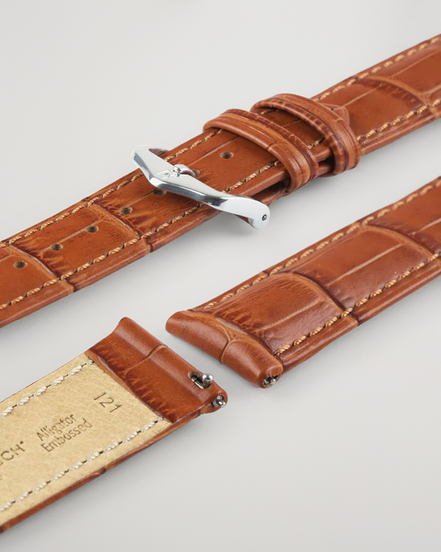 Uomini | Cinturini per orologi | HIRSCH | Duke Embossed Leather Watch Strap Honey Brown