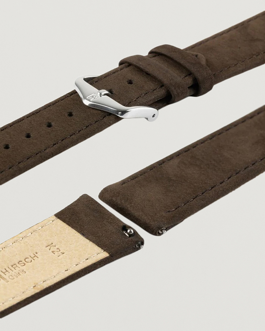 Uomini | Cinturini per orologi | HIRSCH | Osiris Calf Leather Nubuck Effect Watch Strap Brown